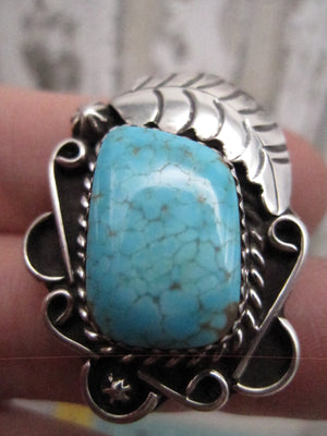 Vintage Native American Made Blue Turquoise with Sterling Silver Ring