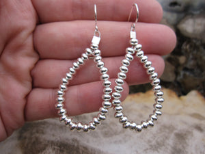 Native American Made Sterling Silver Bead Dangle Earrings