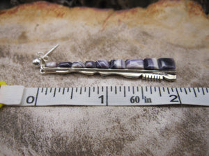 Native American Made Inlay Wampum and Sterling Silver Dangle Post Earrings by Calvin Begay