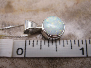 Native American Made Dainty Opal and Sterling Silver Pendant with Chain