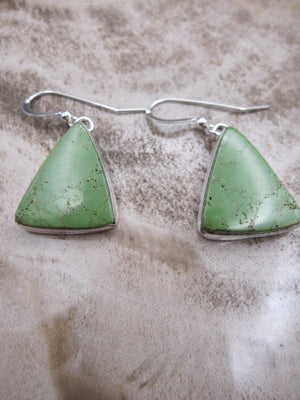 Native American Made Gaspeite and Sterling Silver Dangle Earrings