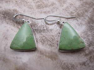 Native American Made Gaspeite and Sterling Silver Dangle Earrings