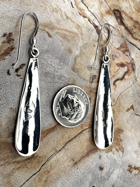 Genuine Sterling Silver Authentic Native American Navajo Made Stamped Dangle Earrings