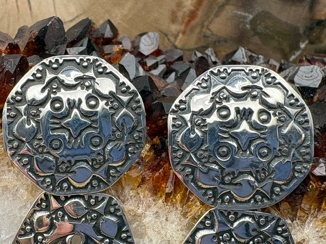 Genuine Stamped Sterling Silver Dangle Earrings Authentic Native American Navajo Made Post Earrings