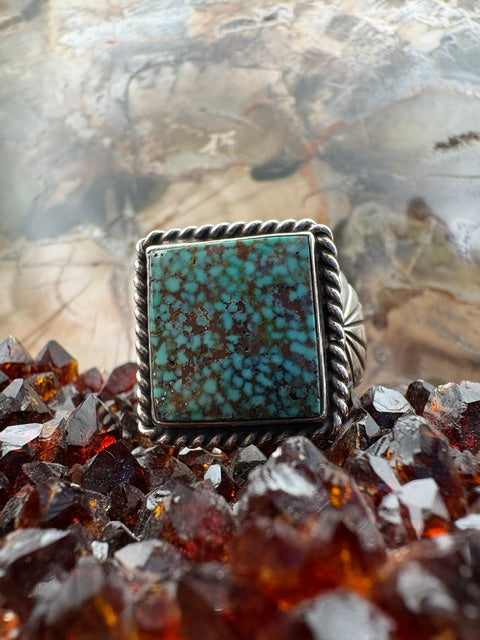 Genuine Turquoise and Sterling Silver Men’s Ring Authentic Native American Made Size 11 3/4 Ring
