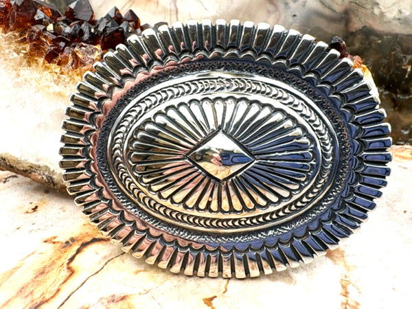 Authentic Native American Handmade Sterling Silver Buckle Southwestern Cowboy or Cowgirl Style