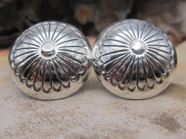 Native American Made Sterling Silver Concho Post Earrings