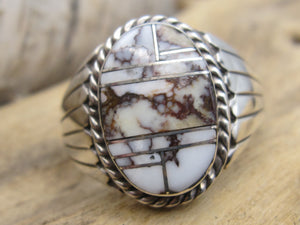 Channel Inlay Wild Horse and Sterling Silver Men's Ring