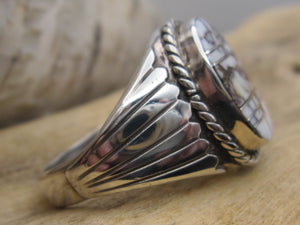 Channel Inlay Wild Horse and Sterling Silver Men's Ring