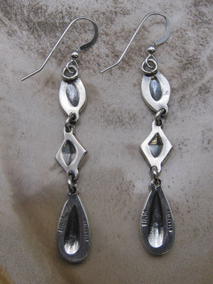 Native American Made Sterling Silver Repousse or Bump Out Dangle Earrings