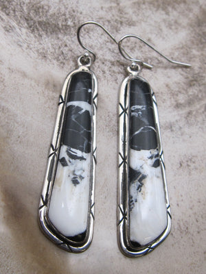 Native American Made Beautiful White Buffalo Dangle Earrings