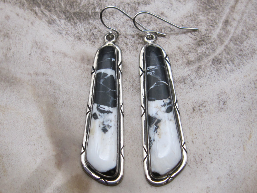 Native American Made Beautiful White Buffalo Dangle Earrings