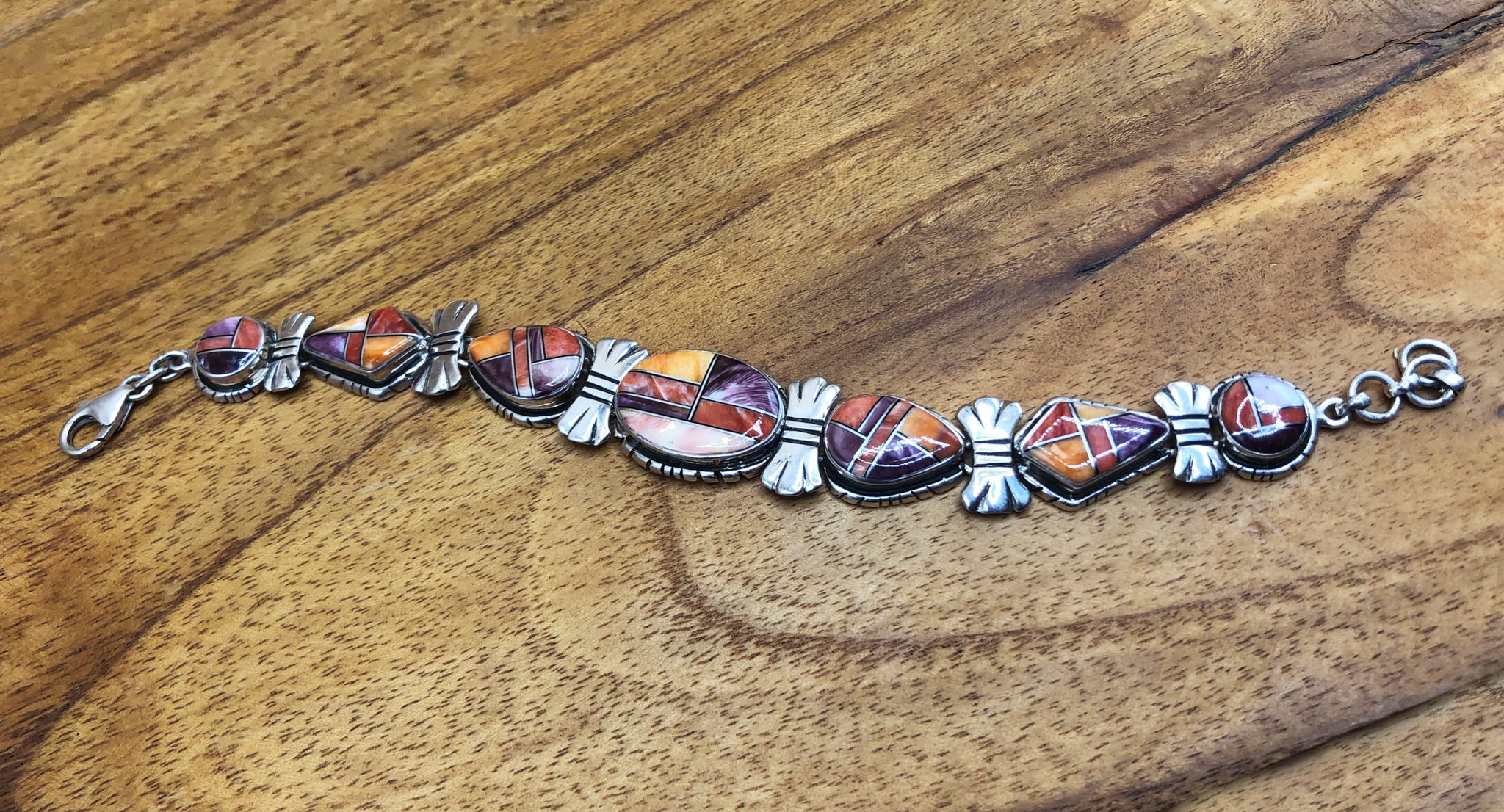 Navajo Multi-Stone and Sterling Silver Inlay Cuff Bracelet
