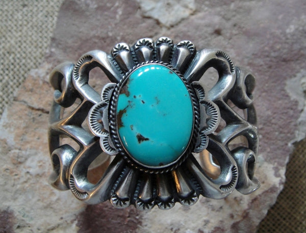 Turquoise Cuff Bracelet Signed Zuni Jewelry, Old Pawn Vintage Turquoise  Jewelry, Authentic Native American
