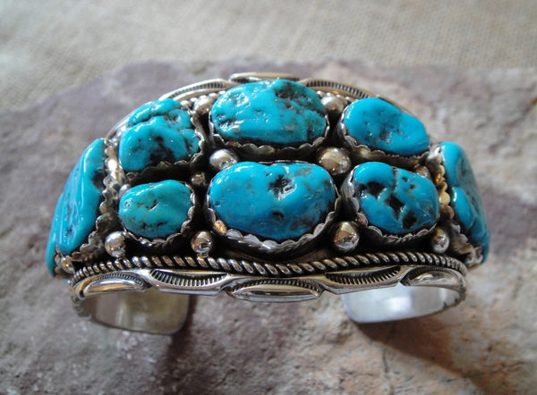 Turquoise Nugget Sterling Silver Bracelet