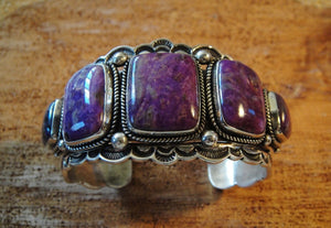 Sugilite Cuff Bracelet - Angle View