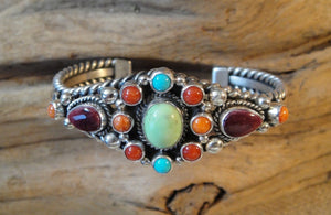 Multi Stone Cuff Bracelet - Side View