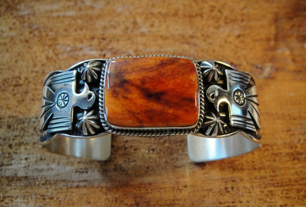 Sterling Silver Orange Spiny Oyster Cuff Bracelet