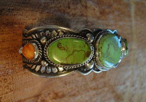 Sterling Silver Gaspeite Cuff Bracelet - Side View