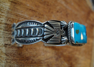 Valley Blue Turquoise Sterling Silver Bracelet - Side View