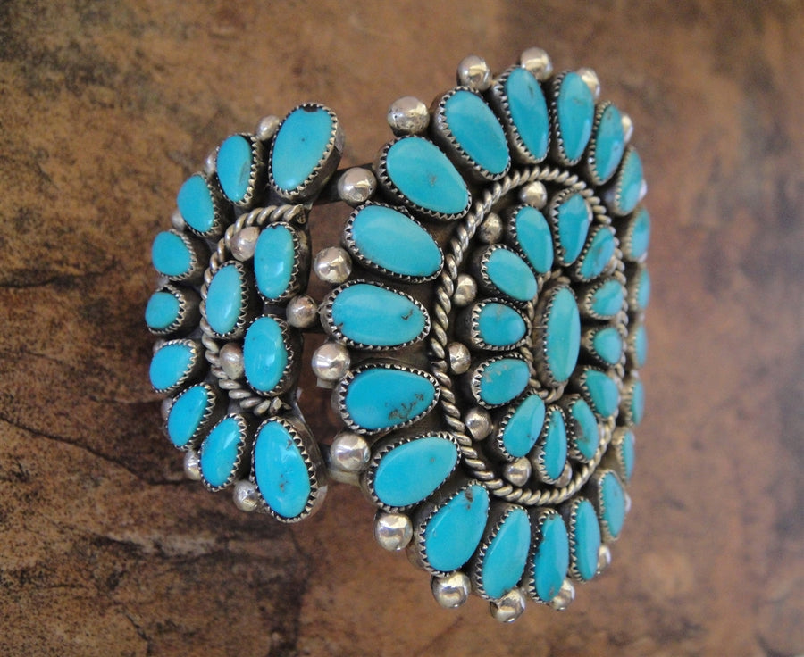 Vintage Sterling Silver Zuni Turquoise Cuff Bracelet | Burton's – Burton's  Gems and Opals