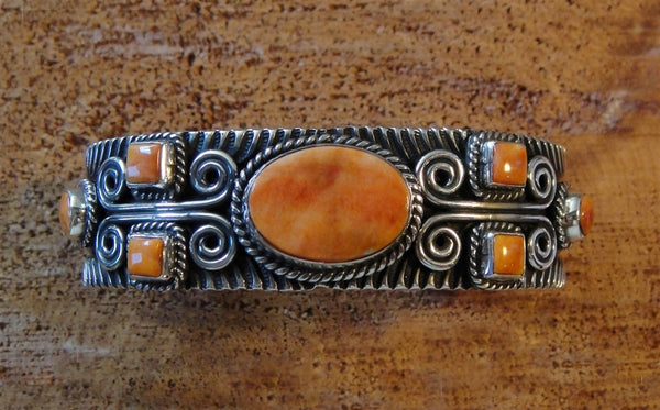 Sterling Silver Spiny Oyster Scroll Bracelet