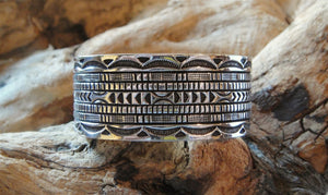 Sterling Silver Wide Cuff Bracelet - Side View