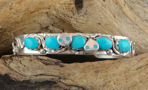Sterling Silver & Turquoise Zuni Cuff Bracelet