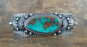 Pilot Mountain Turquoise Sterling Silver Cuff Bracelet - Front View