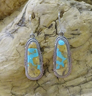 Boulder Turquoise and Sterling Silver French Hook Earrings
