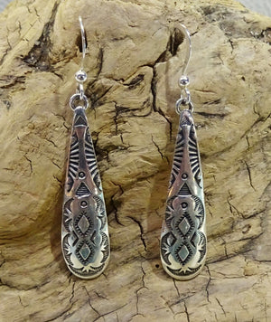 Sterling Silver Hand Stamped Earrings