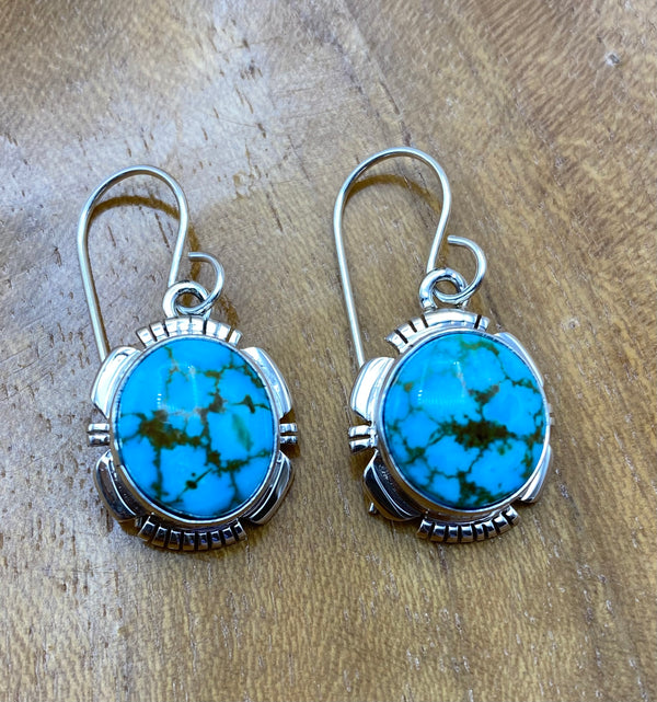 Red Web Kingman Turquoise Earrings