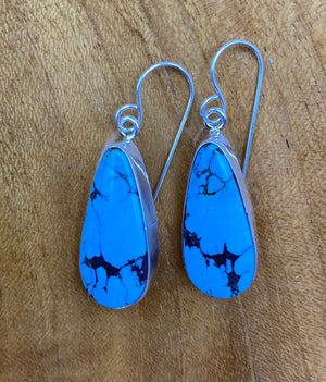 Native American Made Turquoise and Sterling Silver Earrings