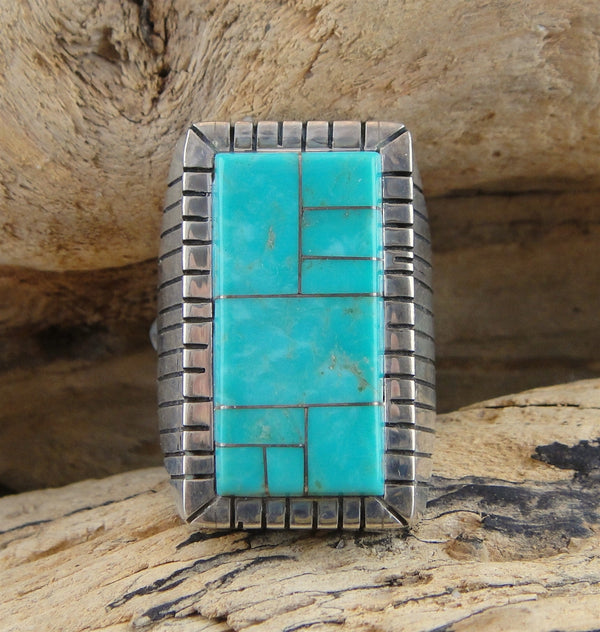 Men's Inlaid Turquoise Sterling Silver Ring