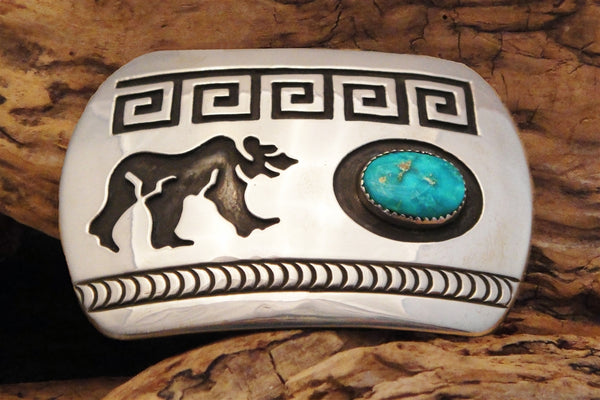 Men's Turquoise & Sterling Silver Bear Belt Buckle