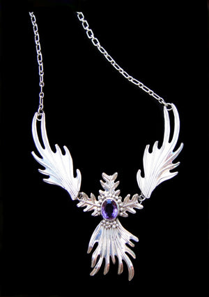 Sterling Silver Amethyst Flame Necklace