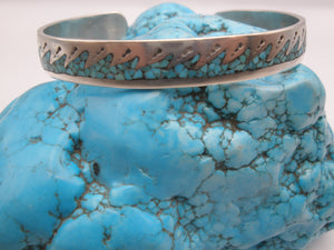 Vintage Native American Made Turquoise Chip Inlay Cuff Bracelet