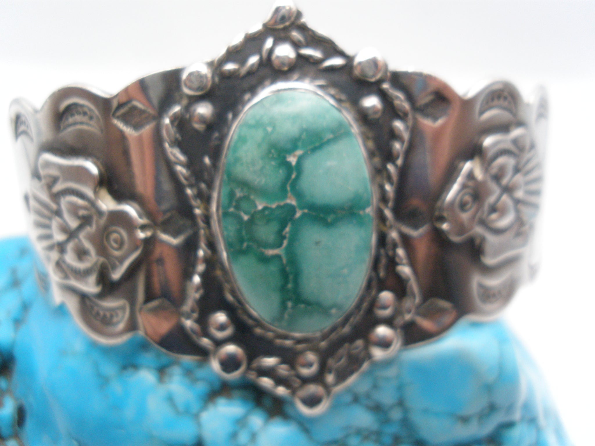 Sterling Silver Green Turquoise Gemstone 5-Stone Cuff Bracelet Size S, –  American West Jewelry