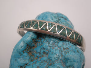 Vintage Native American Made Turquoise Chip Inlay Cuff Bracelet