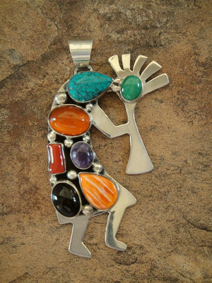 Multi Stone Kokopelli Pendant