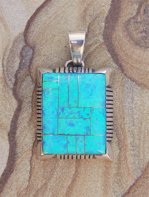 Blue Opal Inlaid Pendant