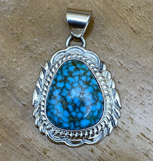 Native American Made Red Web Kingman Turquoise and Sterling Silver Pendant