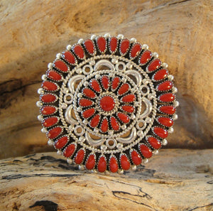 Zuni Red Coral Pin