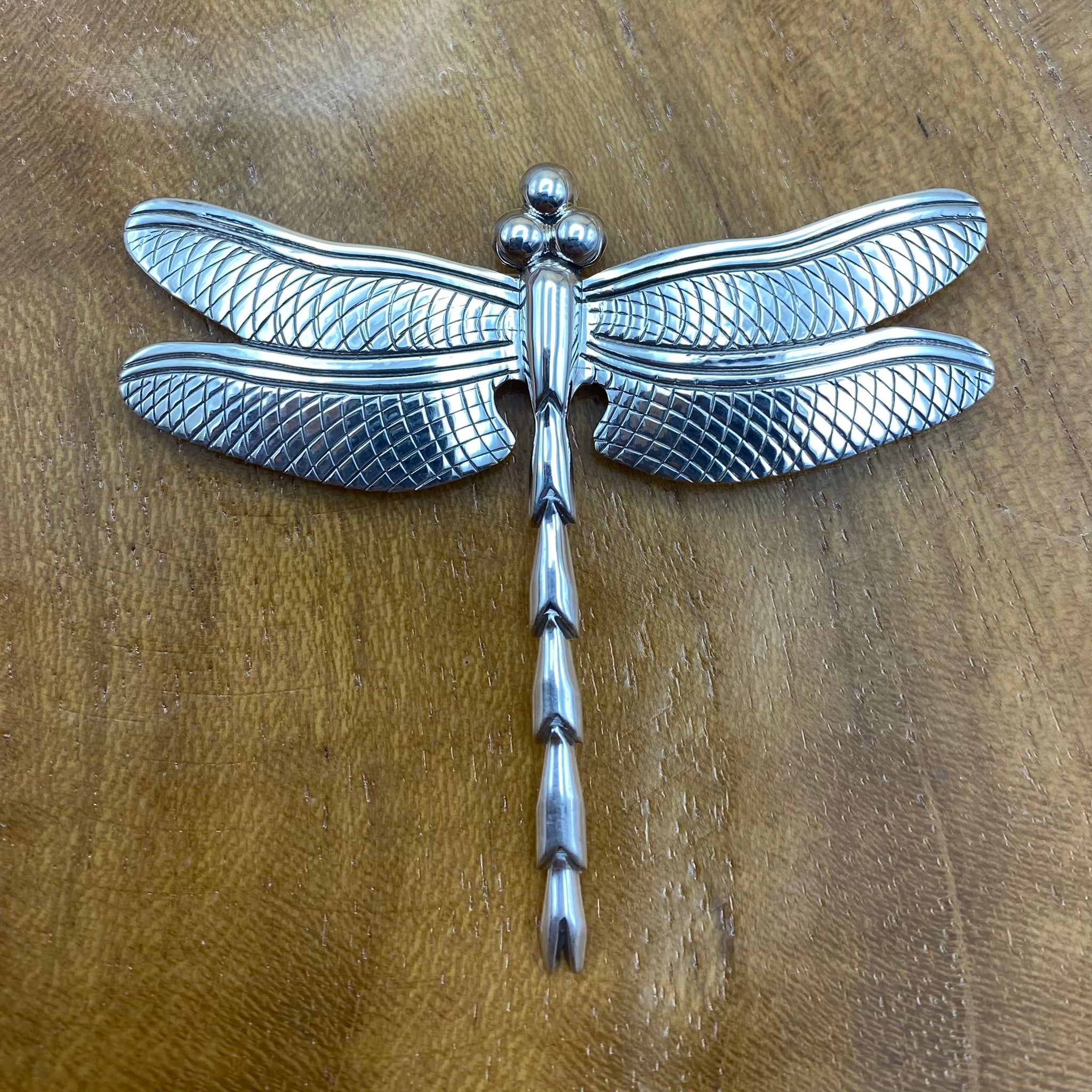Native American Made Sterling Silver Dragonfly Pin Gold Bear