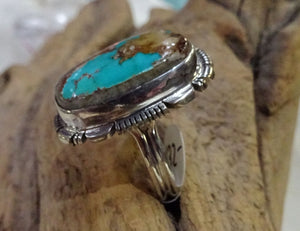 Boulder Turquoise Sterling Silver Ring - Side View