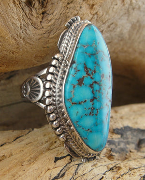 Kingman Turquoise Sterling Silver Ring - Side View