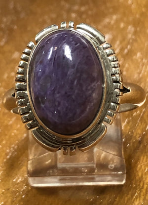 Native American Made Charoite and Sterling Silver Ring