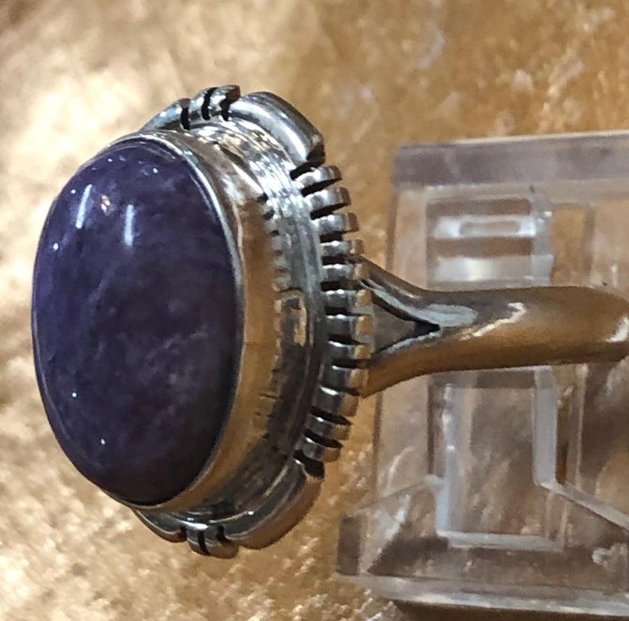 Native American Made Charoite and Sterling Silver Ring