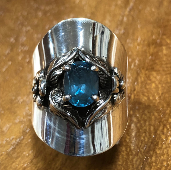 Wide Blue Topaz Ring