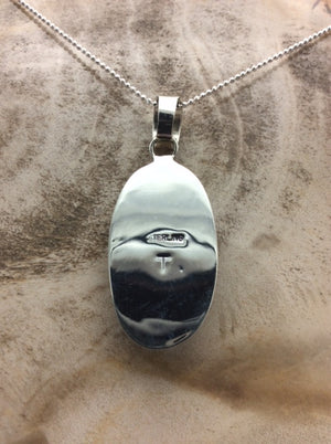 Native American Made Black Onyx and Sterling Silver Pendant